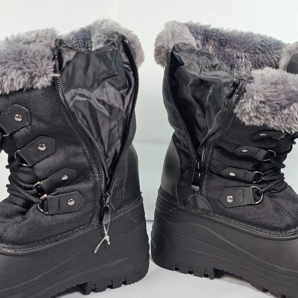 Dream Pairs Womens 6 Black Thinsulate Winter Snow Boots Fur Lined Waterproof New